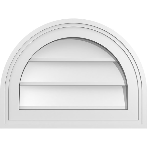 Ekena Millwork Round Top Surface Mount PVC Gable Vent w/ 2"W x 1-1/2"P Brickmould Frame, 16"W x 12"H GVPRT16X1202SN - main